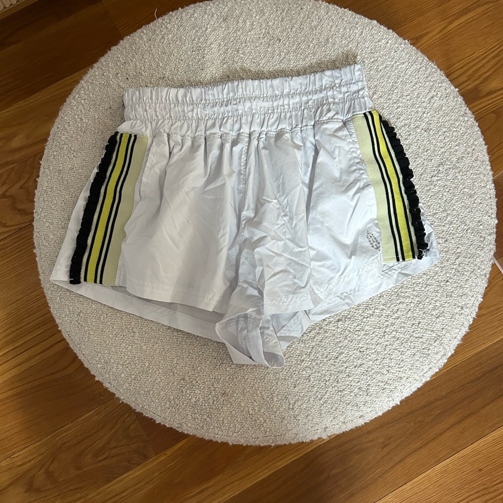 FP Movement White and Yellow Athletic Shorts